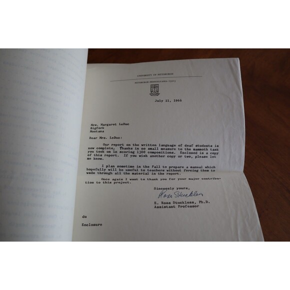 ASSESSMENT OF THE WRITTEN LANGUAGE OF DEAF STUDENTS C. Marks, E. R. Stuckless P - Picture 2 of 13